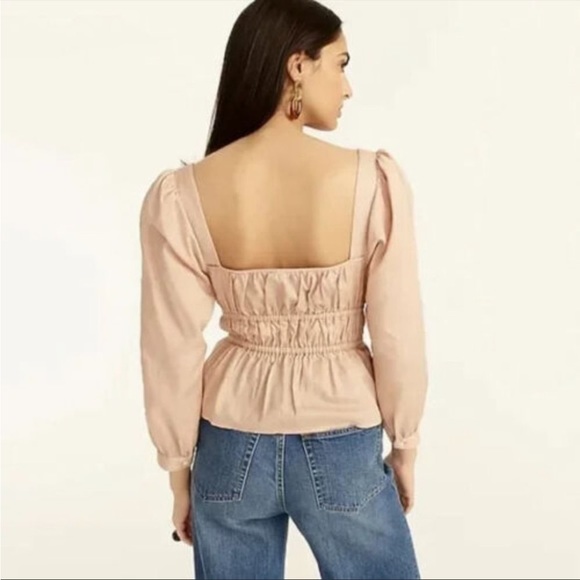 NWT J.Crew Top 12 Cinched Waist Herringbone Cotton Prairie BG306 - Picture 2 of 11